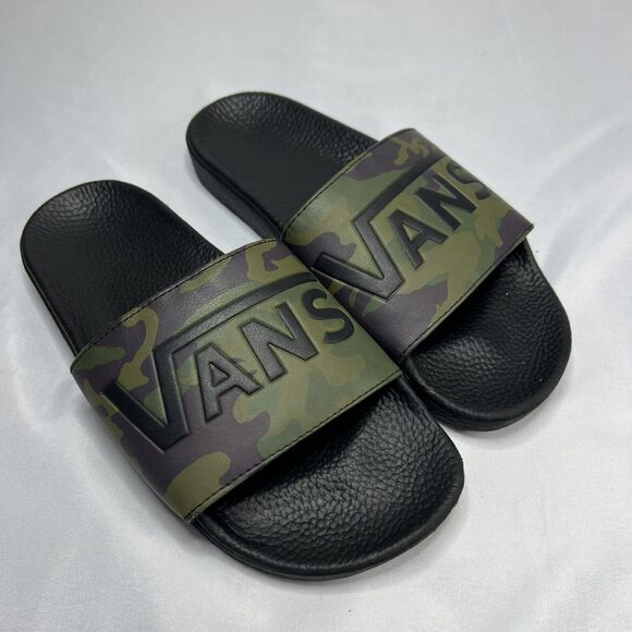 Vans Men's Camo Slides Slip-On Sandals Black Green Brown Size 7 - Picture 3 of 9